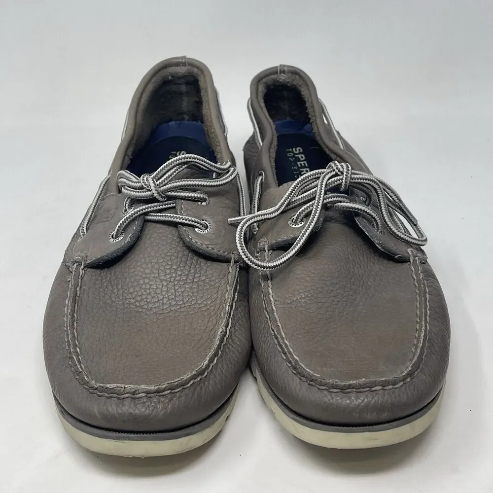 Sperry Top Sider Leeward Boat Shoes Mens 12 M Gray Leather 2 Eye Moccasins